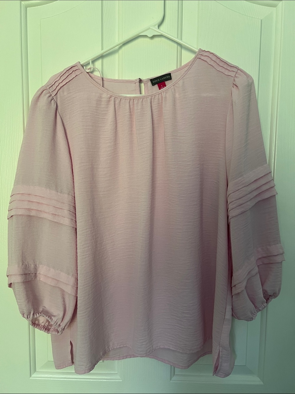 Vince Camuto Light Pink Pintuck Sleeve Blouse